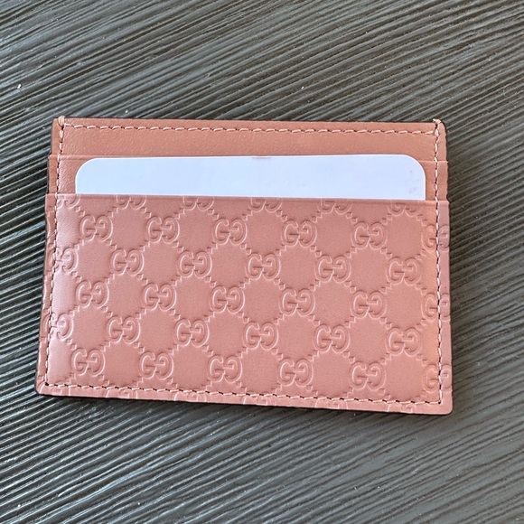 NEW Gucci Soft Pink Guccisima Card Holder - Picture 5 of 7